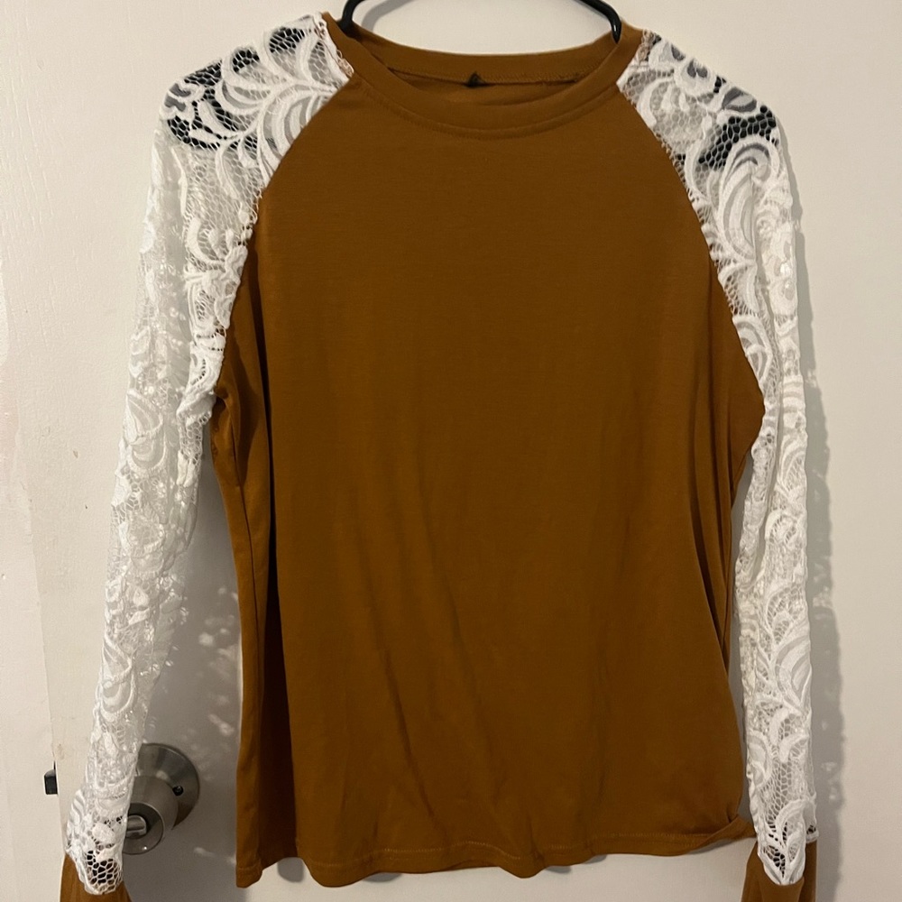 Camel & Lace Top